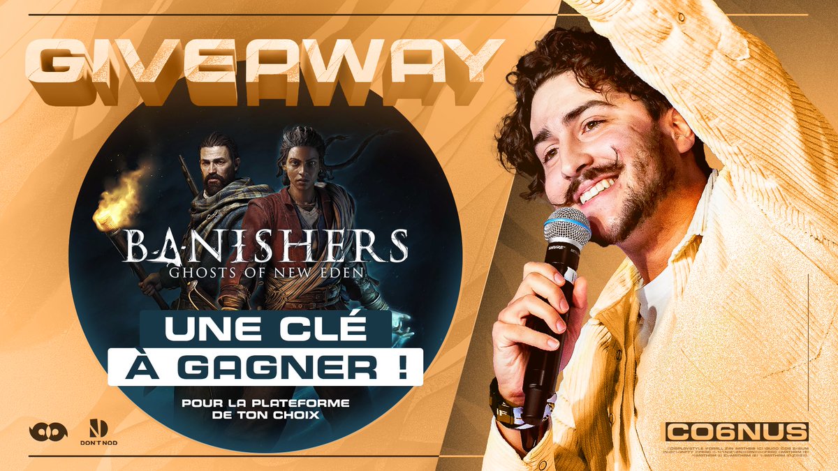 🎁#CONCOURS #Giveaway🎁

WE ARE BANISHERS

J'ai le plaisir de vous faire gagner une clé du jeu #Banishers 

1⃣RT ce tweet 
2⃣Follow <a href="/Co6nus/">Co6nus🎙️</a> 
3⃣TAS le 18/02/24

Merci <a href="/Focus_entmt/">Focus Entertainment</a> 🙏