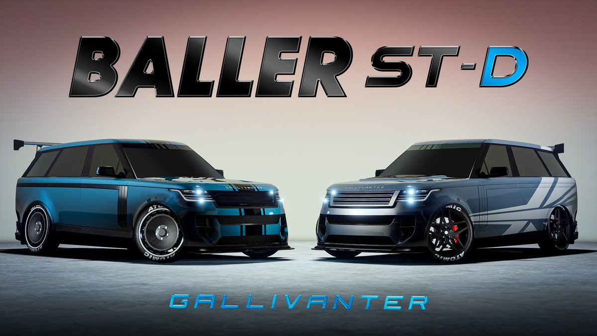 RockstarGames's tweet photo. The Gallivanter Baller ST-D is a road-ready SUV that’s Imani Tech compatible for that extra edge.

Pick one up for yourself in GTA Online at Legendary Motorsport or the Luxury Autos showroom: https://t.co/H7xwGPCJiF https://t.co/GsGGMk0gYI
