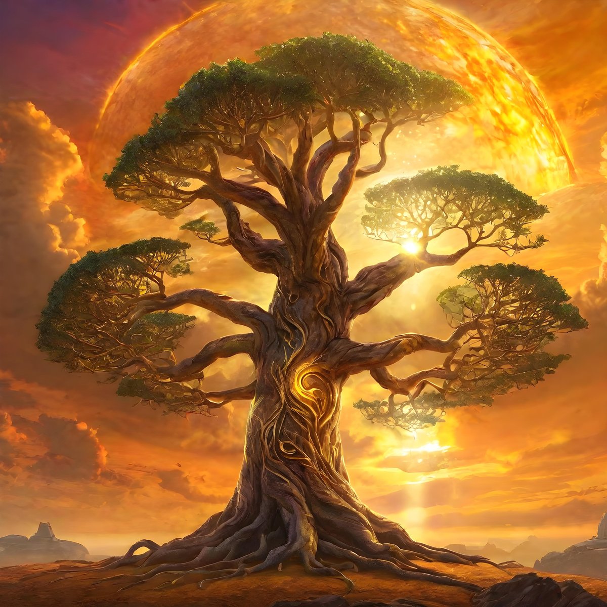 Whispers of Time The Ancient Trees #trees #ancienttrees #nature #sunset #ai #digitalart #art #artificialintelligence #aigenerated #generativeai #machinelearning #aiart #aiartistcommunity