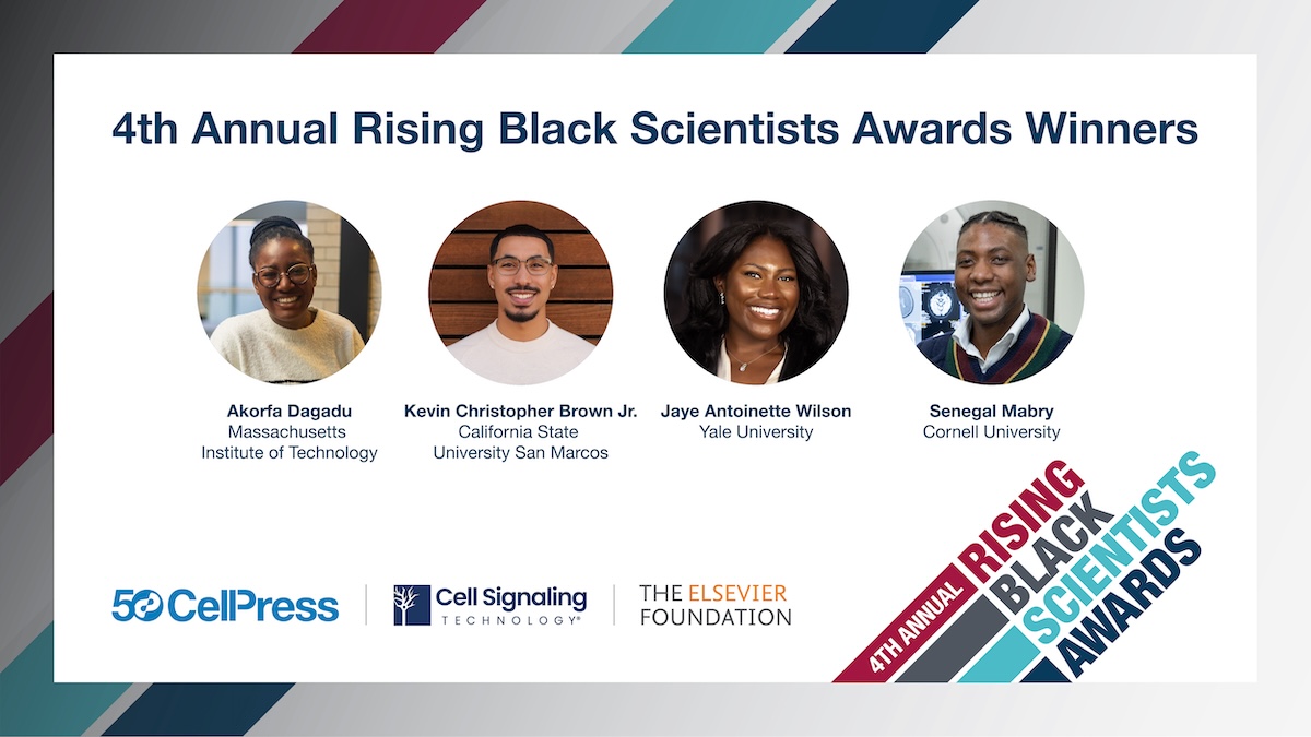 We are proud to announce the winners of the 4th annual Rising Black Scientists Awards! Sponsored by #CellPress, @CellSignal, and @ElsFoundation. Learn more about each winner and their essays published in @CellCellPress below🧵 #BlackinSTEM