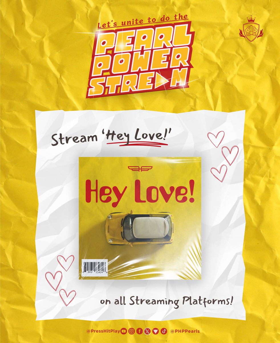 PHPPearls's tweet photo. [▶️ PEARL POWER STREAM]

Press and play our playlist, and let's hit the first mark for 'Hey Love!' Official Lyric Video by Press Hit Play on YouTube through joining our streaming party starting tomorrow!

#PHPHeyLove
#PearlsPowerStream
#Press_Hit_Play
@PressHitPlay https://t.co/4r1Sws9p2b