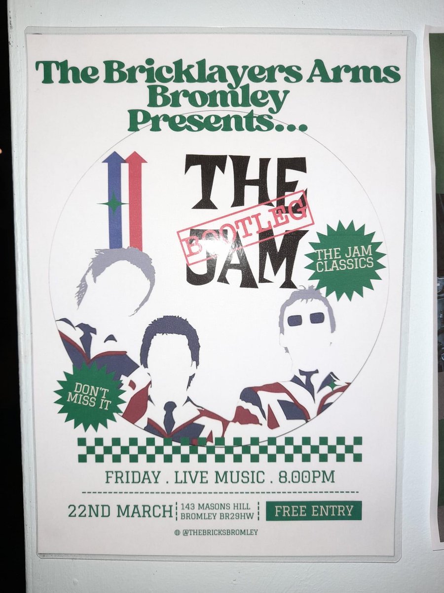 JamBootleg's tweet image. Looking forward to this one . #mods #thejam #paulweller #thebricklayersarmsbromley #scooters #tributeband #livemusickent  #bromley