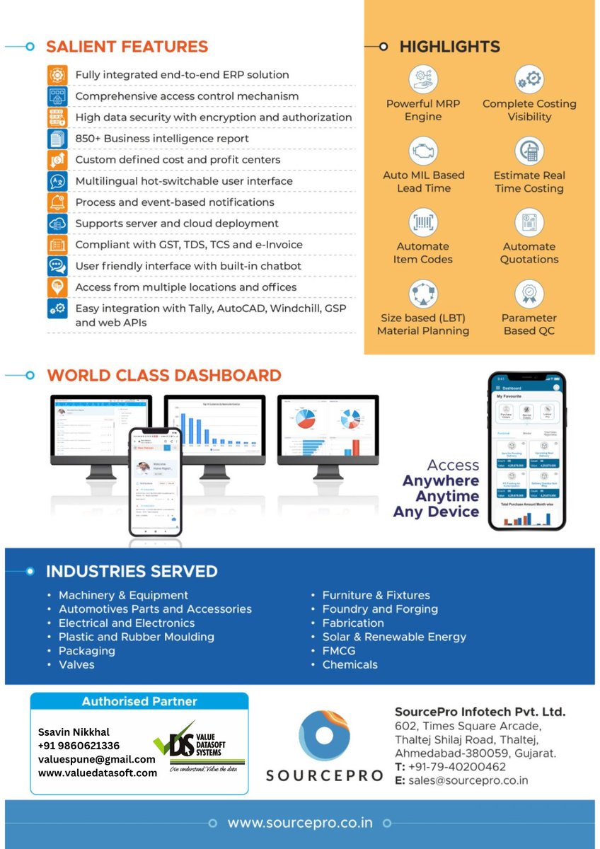 ValuesDatasoft's tweet image. #sourcepro #newhorizon #manufacturing #industry #companies #Tally #gsp #erp #erpconsultant #dashboards