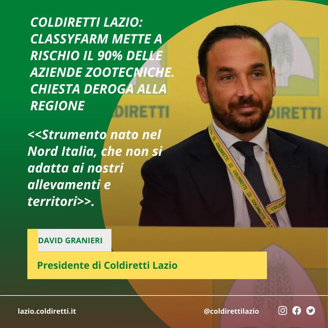ColdirettiLazio's tweet image. Coldiretti Lazio, ClassyFarm mette a rischio il 90% delle aziende zootecniche. Chiesta deroga alla Regione lazio.coldiretti.it/coldiretti-laz…