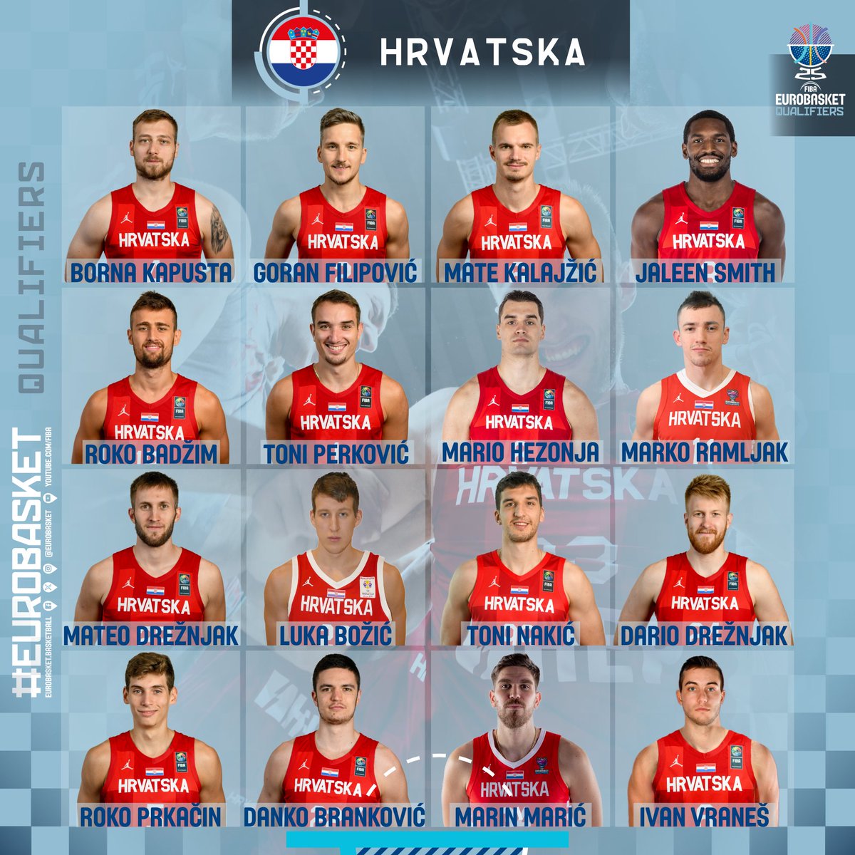 CROATIABasket's tweet photo. Izbornik Sesar je objavio: ovo je 16 pozvanih na pripreme reprezentacije za 1. krug kvalifikacija za EP 2025

✍️ Više na 🔗 https://t.co/R3Y1ANev0f

➡ Francuska – Hrvatska | 23. 2. 2024. u 20:30 (Brest)
➡ Hrvatska – Cipar | 26. 2. 2024. u 20:00 (Rijeka) - ulaznice na #CoreEvent https://t.co/bOkvdb4LQa