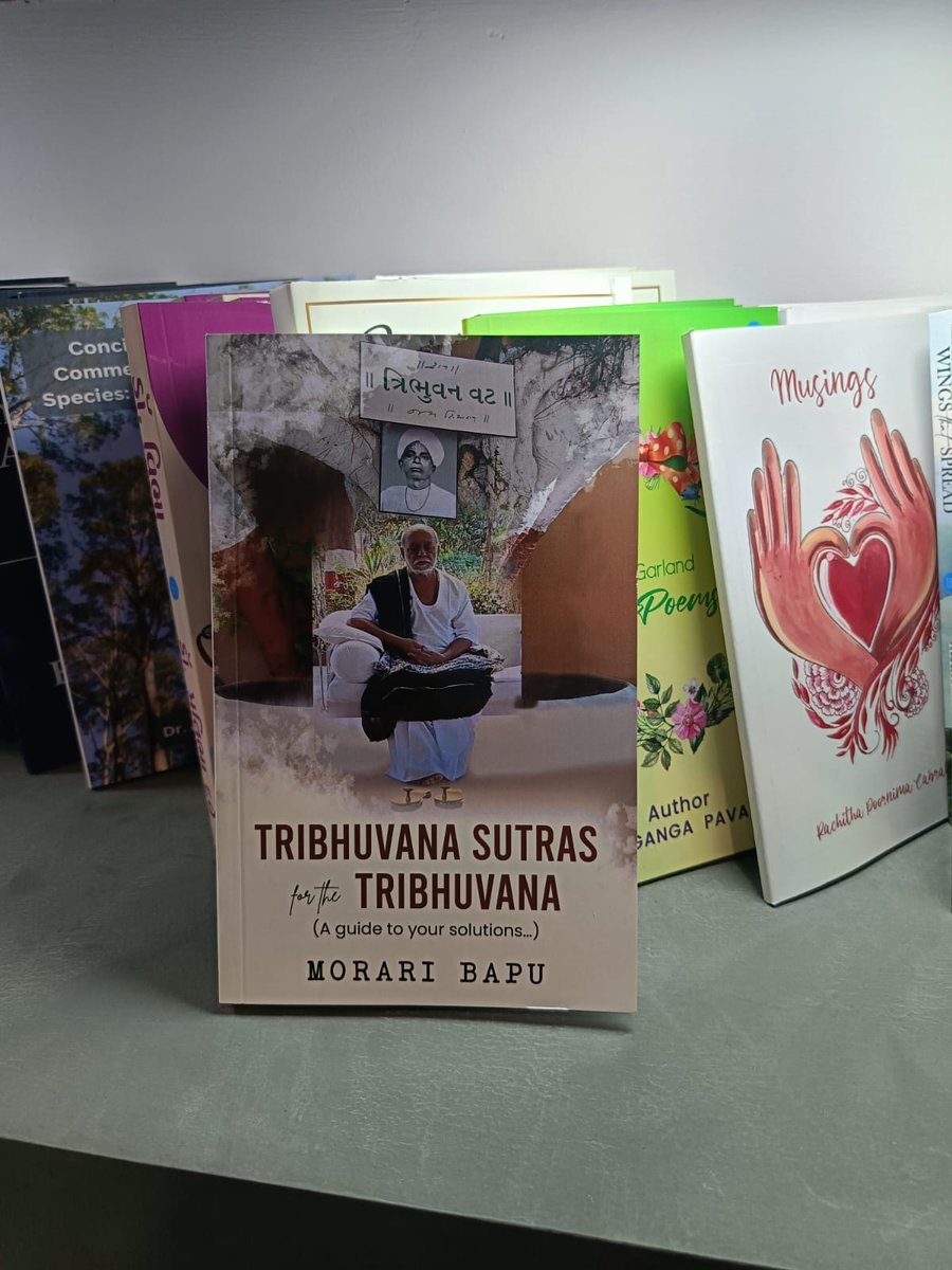 AkritaReyar's tweet photo. Tribhuvana Sutras for the Tribhuvana - literally meaning universal truths for the universe!
The book contains spiritual truisms by Pujya Morari Bapu. Happy that I helped in writing it. 
Get your hands on a copy at the World Book Fair, New Delhi. February 10-18. Hall 05/D-08. https://t.co/y0BJM69La0