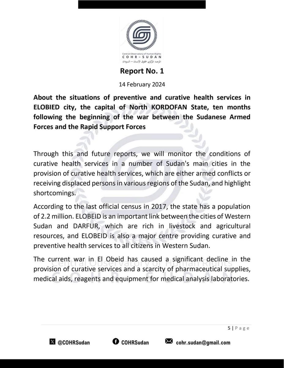 المرصد المركزي لحقوق الإنسان - السودان. COHR-Sudan tweet media