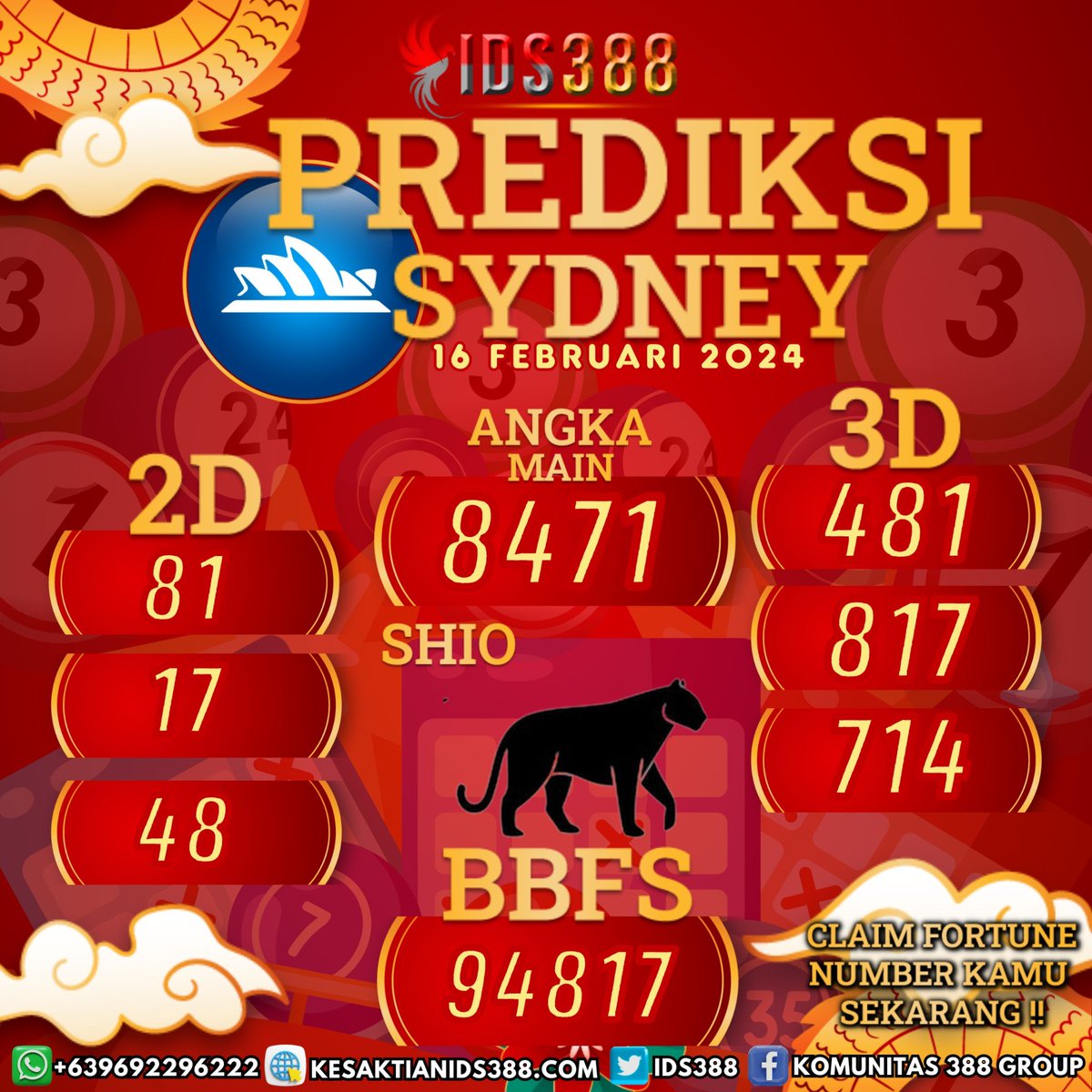 Ids388's tweet photo. 🎲PREDIKSI TOGEL IDS388🎲
Tanggal : 16 FEBRUARI 2024

Utamakan prediksi sendiri ya bosku, semoga podium^^

link daftar » https://t.co/OlqtTJIiC6
LINK CHANNEL » https://t.co/StXKCKaJvB

#ids388 #togelonline #togelsydney #togelsingapore #togelhongkong #prediksitogel https://t.co/BsgIPrKFxE