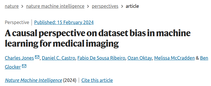 Charles Jones (@c_jones_ai) on Twitter photo Considerable work aims to mitigate 'algorithmic bias', assumed to be inherited from training data. However, little work stops to consider the underlying structures of dataset bias...
Our latest <a href="/NatMachIntell/">Nature Machine Intelligence</a> Perspective provides a unifying causal view on dataset bias. (1/5) Considerable work aims to mitigate 'algorithmic bias', assumed to be inherited from training data. However, little work stops to consider the underlying structures of dataset bias...
Our latest <a href="/NatMachIntell/">Nature Machine Intelligence</a> Perspective provides a unifying causal view on dataset bias. (1/5)