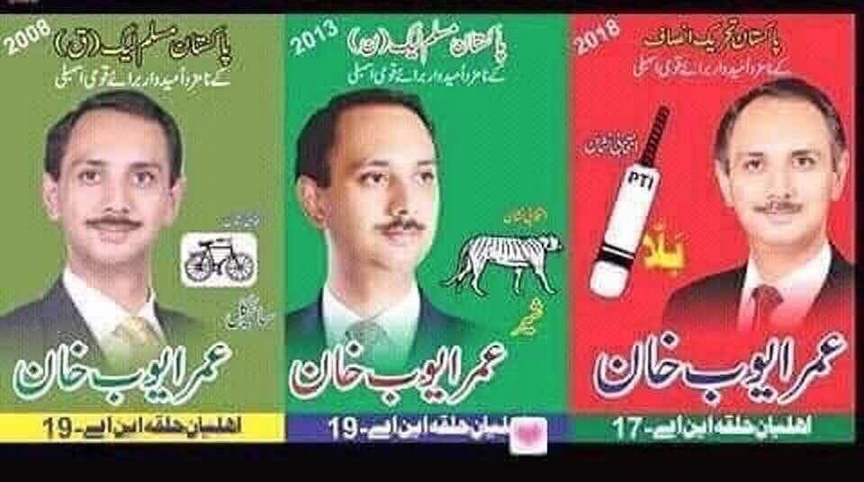 PTI candidate for Prime Minister. Mashallah he has experience of many political parties. PS. He is the grandson of Ayub Khan.