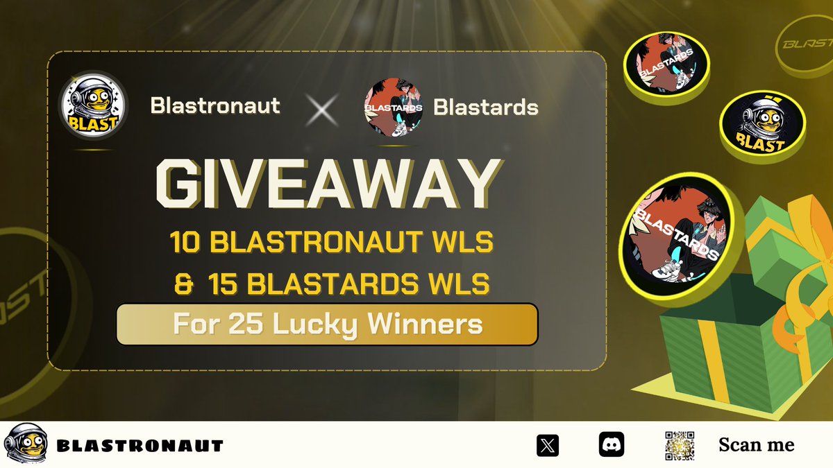 💥 MAKING NEW FRENS📷

@blastards_io - The First Degen Collection on @Blast_L2  using the technology "receive and claim net gas fees" for the development &amp; produce of physical goods, merch, comic &amp; "Blastards" Web3 P2E.

🎁 15 Blastards WLs &amp; 10 Blastronaut WLs for 25 lucky