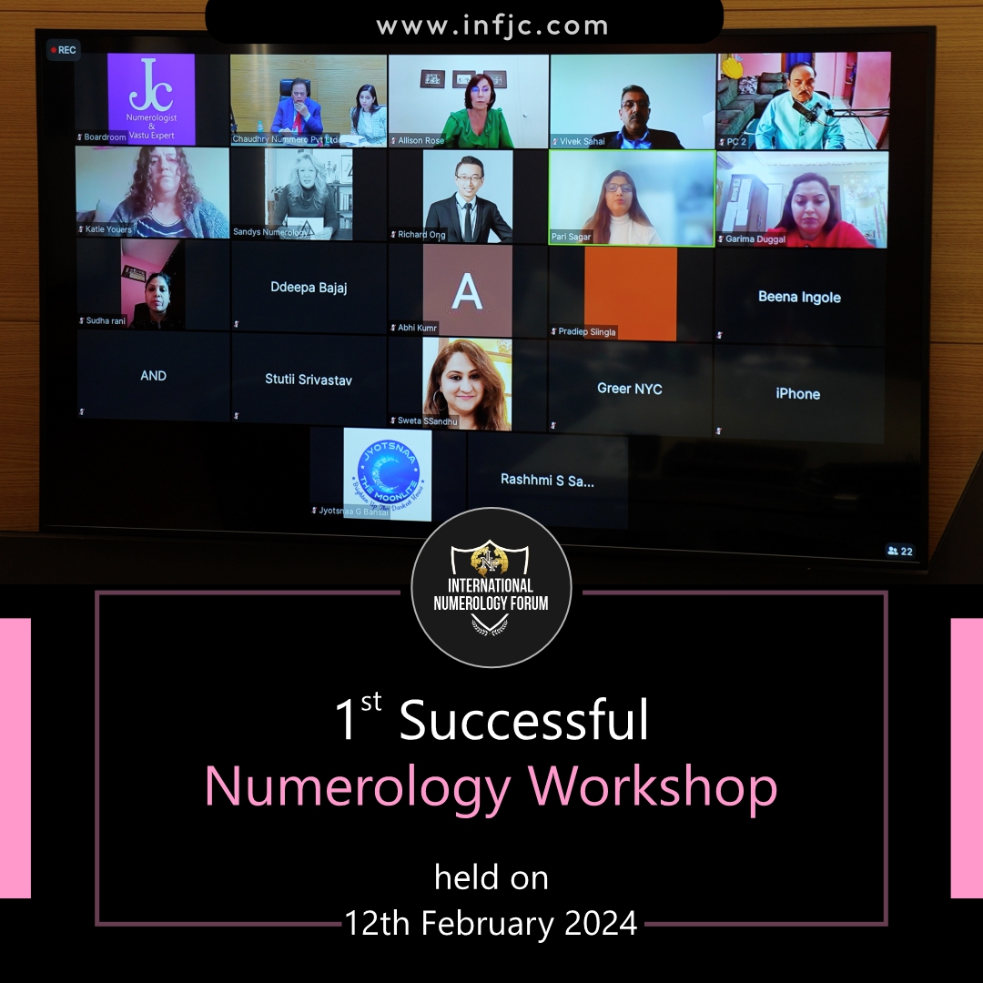 1st successful workshop with numerologists was held on 12th February 2024.

#jcchaudhry #numerology #numerologists #internationalnumerologyforum #INF #numerologyforum #globalplatform #conference #meeting #webinar #workshop #successfulworkshop