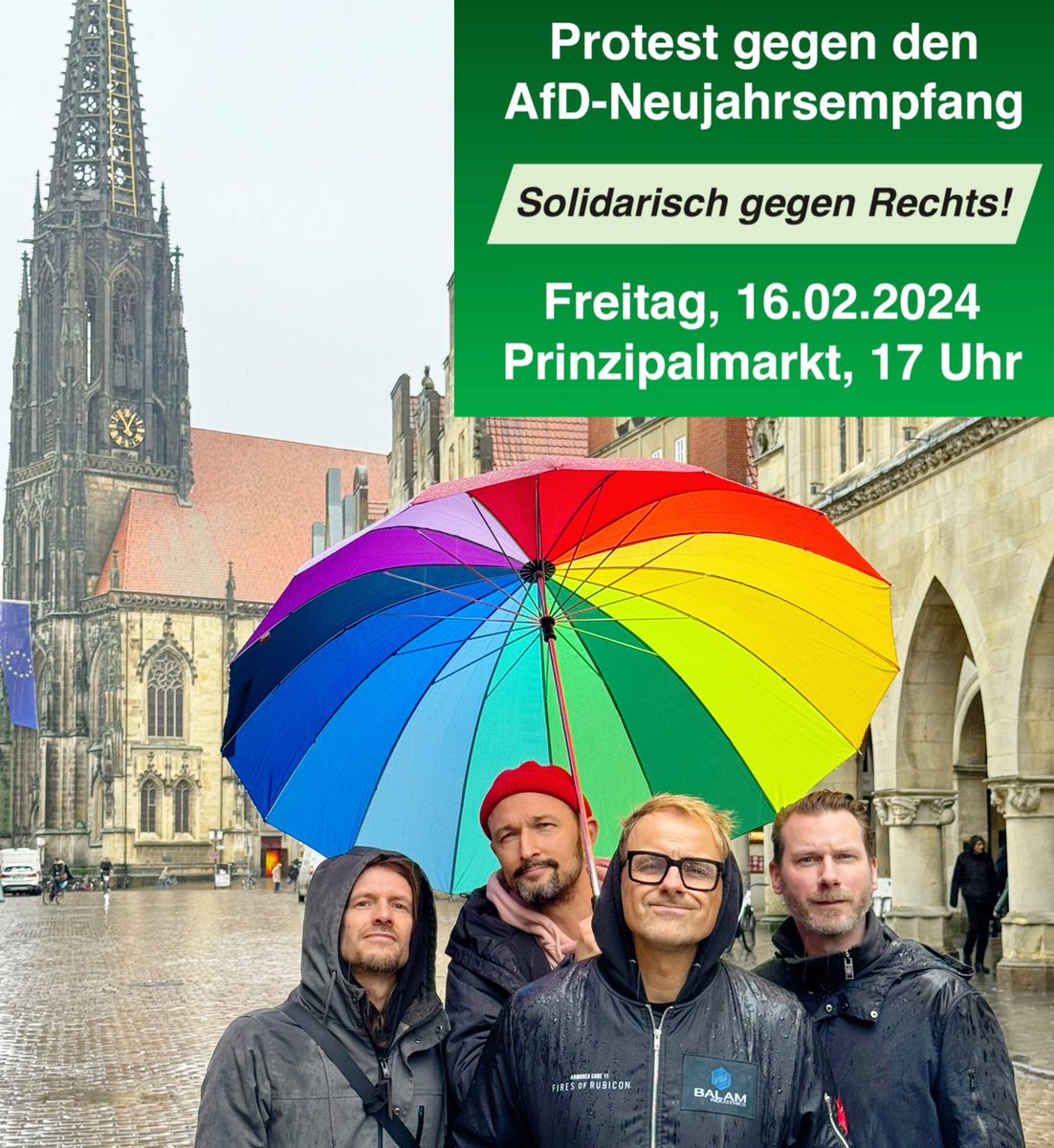 Morgen wird's LAUT: Das Bündnis @ms_keinenmeter lädt zum Protest gegen den AfD Neujahrsempfang. Wir packen die Instrumente ein und sind dabei. Kommt rum, Münster bleibt stabil!
