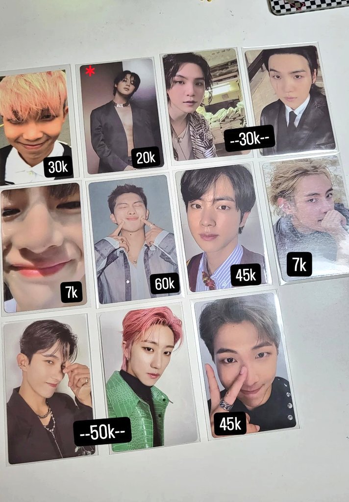 ‼️help RT‼️
wts // want to sell

» dom depok
» exc. packing 3k
» keep event with Dp
» condi by dm

t. wts photocard seventeen btsnamjoon seokjin suga jhope jimin taehyung jk