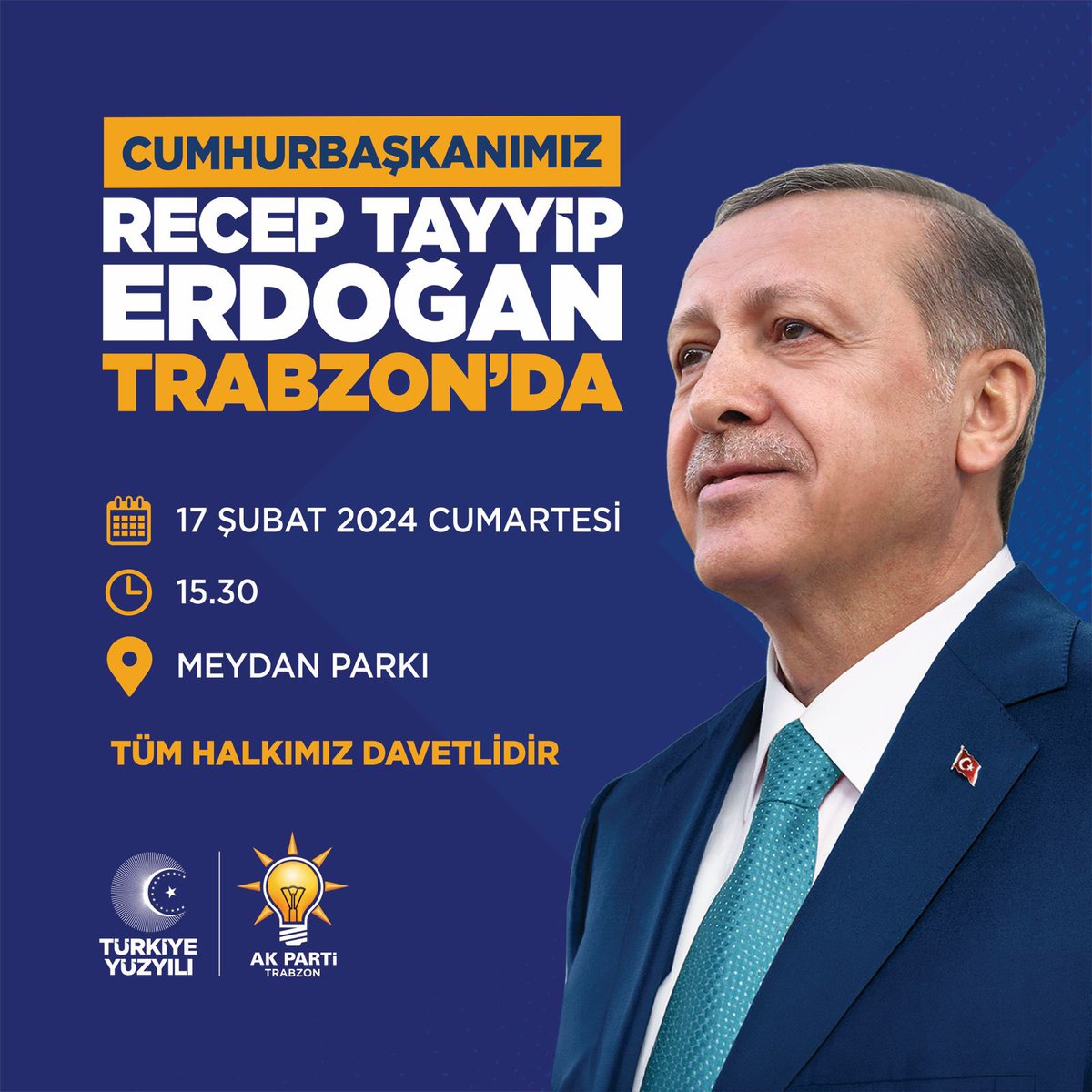Gönül belediyeciliğinin mimarı, Cumhurbaşkanımız Sn. <a href="/RTErdogan/">Recep Tayyip Erdoğan</a> şehrimizi teşrif ediyor…

🗓️17 Şubat Cumartesi
⏰15.30
📍Meydan Parkı

Tüm halkımız bu büyük buluşmaya davetlidir…
