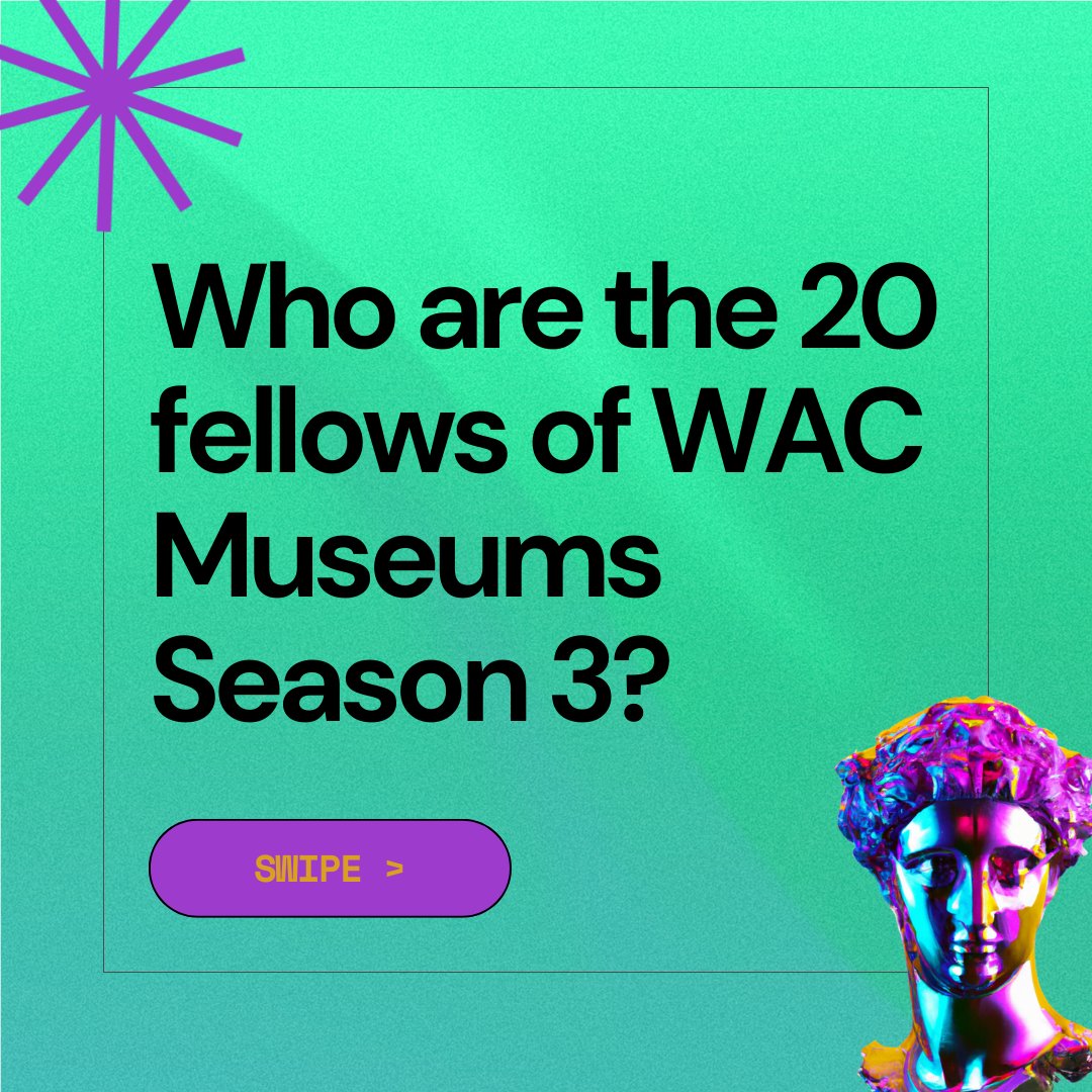WeAreMuseums's tweet photo. Let’s meet the ✨ 20 cultural institutions ✨ that will be taking part in 𝗦𝗲𝗮𝘀𝗼𝗻 𝟯 𝗼𝗳 𝗪𝗔𝗖 𝗠𝘂𝘀𝗲𝘂𝗺𝘀 powered by @tezos and in partnership with LAL Art @flakoubay. 

#WACMuseums #MuseumInnovation #Web3 https://t.co/kg6sG1kDbo