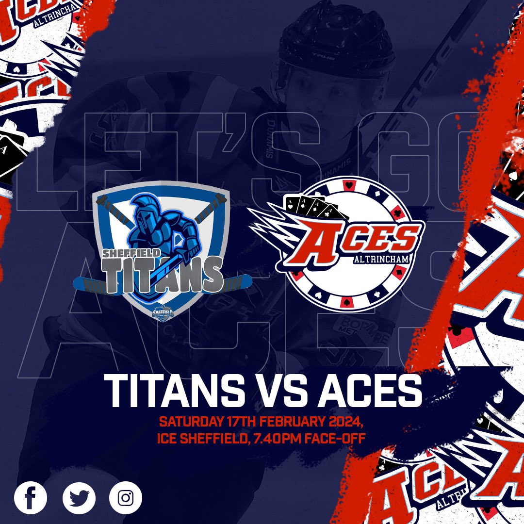 Altrincham Aces (@altyaces) on Twitter photo We’re on the road this Saturday, as we head to Sheffield to take on the Titans
🆚 <a href="/SheffTitansIce/">Sheffield Titans</a>
📅 Sat 17th Feb 2024
⏰ 7.40pm
📍 <a href="/ice_sheffield/">iceSheffield</a>
♦️♠️❤️♣️
#aces #altrincham #gameon #titansvsaces #league #letsgoaces We’re on the road this Saturday, as we head to Sheffield to take on the Titans
🆚 <a href="/SheffTitansIce/">Sheffield Titans</a>
📅 Sat 17th Feb 2024
⏰ 7.40pm
📍 <a href="/ice_sheffield/">iceSheffield</a>
♦️♠️❤️♣️
#aces #altrincham #gameon #titansvsaces #league #letsgoaces