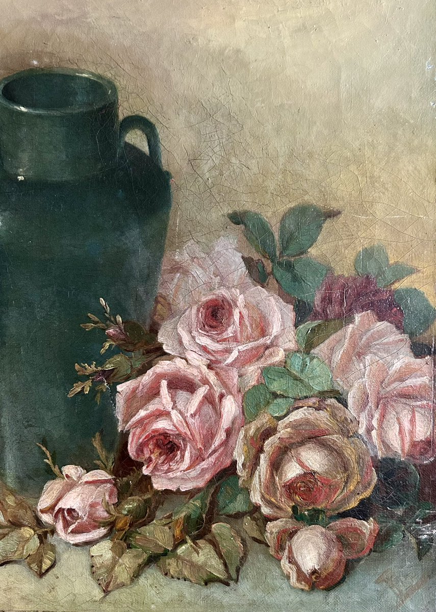 dandaproductions.etsy.com    1890s French oil painting on canvas. Still life with bunch of pink roses. #shabbychic #shabbychicdecor #shabbyhome #shabbychicstyle #buyart #buypaintings #buyartonline #artforsale #paintingforsale #pinkrose #pinkroses #etsylove #etsygifts #etsyfinds