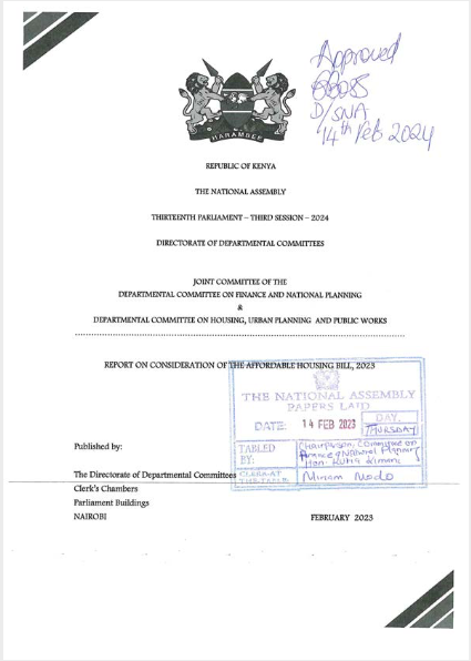 As we all get consumed by the US$/Kes exchange, the National Assembly Committee Report on the Affordable Housing Bill 2023 is out & I think we all need to pay close attention. A number of proposals to amend the Bill have been thrown out, 10.0% deposit has been shelved. A 🧵