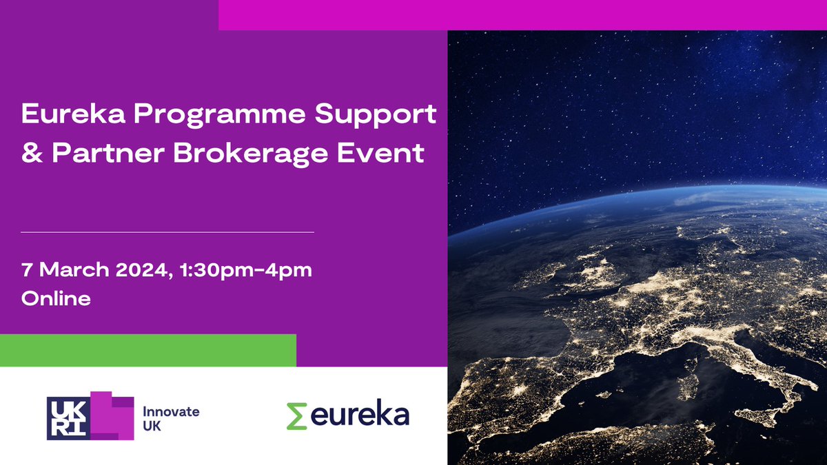 NEW EUROPEAN WEBINAR: Eureka Programme Support &amp; Partner Brokerage Event🌍

Join us on 7 March to discover more about the funding opportunities within the UK <a href="/EUREKA_NETWORK/">Eureka</a>. Register: iuk.ktn-uk.org/events/eureka-…

#EurekaNetworkEvent