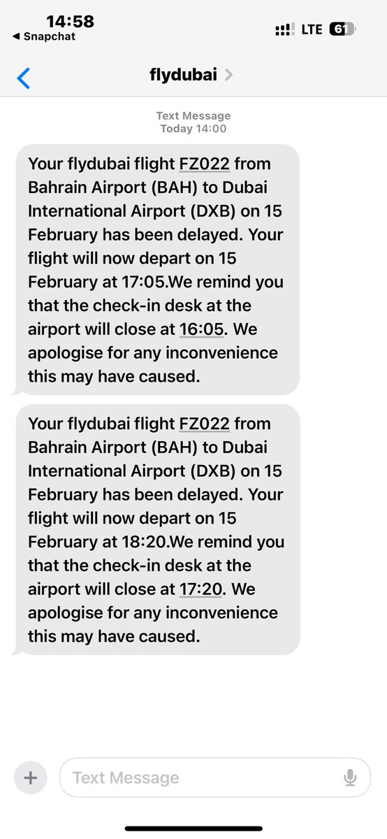 talmandoos's tweet photo. @flydubai 

إذا أنا تأخرت قلتوا خلاص راحت عليك الطياره بس أنا انتظر فالمطار ٥ ساعات عادي … وما هدري هل بيكون في تاخير غيره او لا 🤔 https://t.co/rFhiLg2qNp