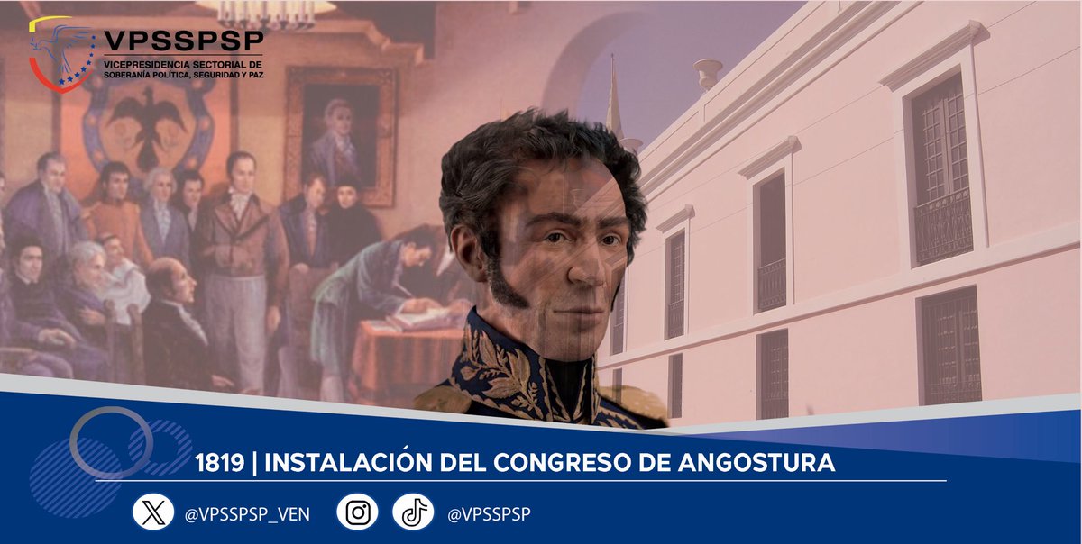 VPSDS_VE's tweet photo. El 15 de febrero de 1819 se instaló el Congreso de Angostura en ciudad Bolívar. Este fue el segundo congreso constituyente de Venezuela, del cual surgió una nueva Carta Magna. https://t.co/EZXUdDuZ2n