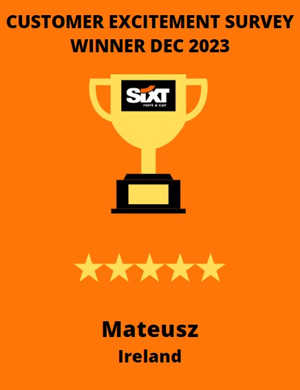 Congratulations to Mateusz from Ireland who is our Dec 2023 CES Comp Winner. He has now been fully refunded for his rental after completing his customer satisfaction survey to enter the competition.