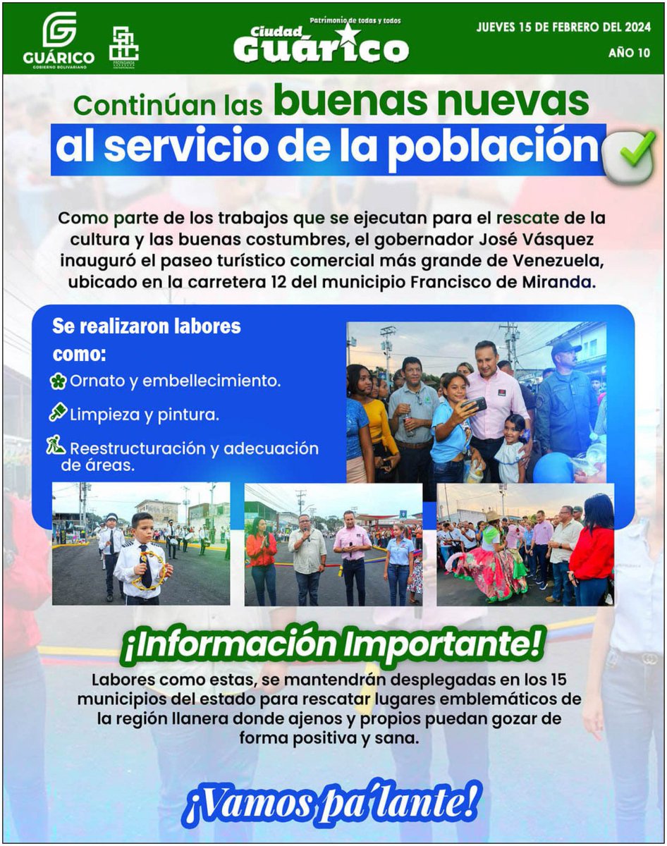 #InformaciónImportante 📰 || Continúan las buenas nuevas al servicio de la población 
.
.
#AlTrabajoNadaNiNadieLeGana 
#VisiónConAcción
#VenezuelaDeAmor
#GuáricoProgresa