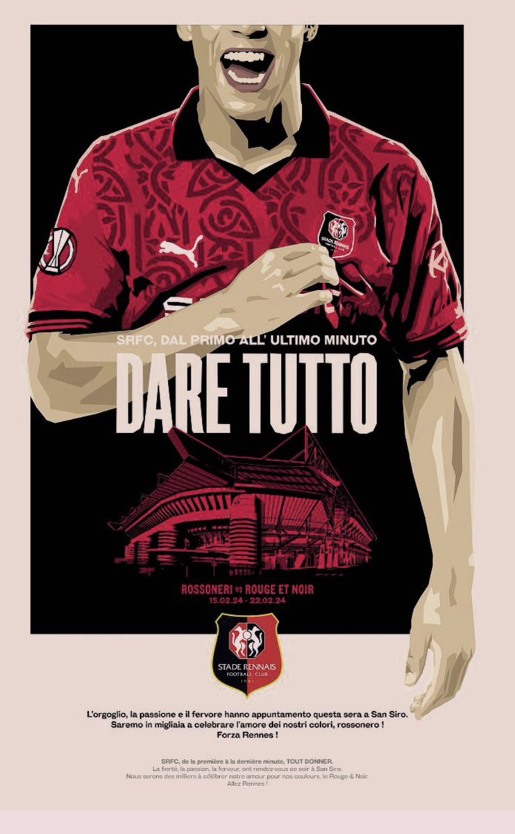 lequipe's tweet photo. Afin de marquer son rendez-vous de Ligue Europa face à l'AC milan, ce jeudi à San Siro (21 heures), le Stade Rennais a vu les choses en grand en achetant une page entière de « La Gazzetta dello sport », le prestigieux quotidien sportif milanais https://t.co/BcIyyWH6Eo https://t.co/5OA9ibEnna