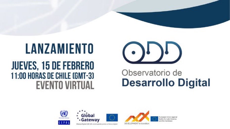 #Hoy 15/02 @cepal lanza el Observatorio de Desarrollo Digital. Programa disponible en: bit.ly/4bGNDSH 8 AM 🇭🇳 live.cepal.org/ODD/ La digitalización es clave para un desarrollo productivo, inclusivo y sostenible #ODD #CEPAL