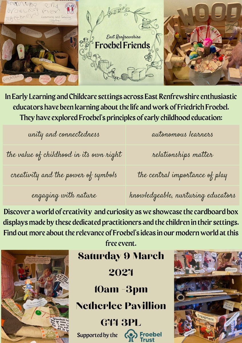 Exciting news! @FroebelTrust @froebeledin @FalkirkFroebel @froebelfutures @LynnMcNair @lauragilbertson @lizkerr92 @leonastewart212 @LisaMcCabe75 @EastRenCouncil Come and see what we’ve been making and tell all your Froebelian Friends 🤗