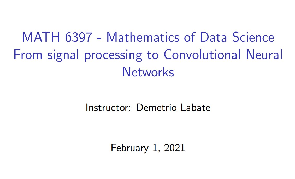 Signa Wolf Math Lecture Notes: Mathematics of Data Science From Signal Processing to ...