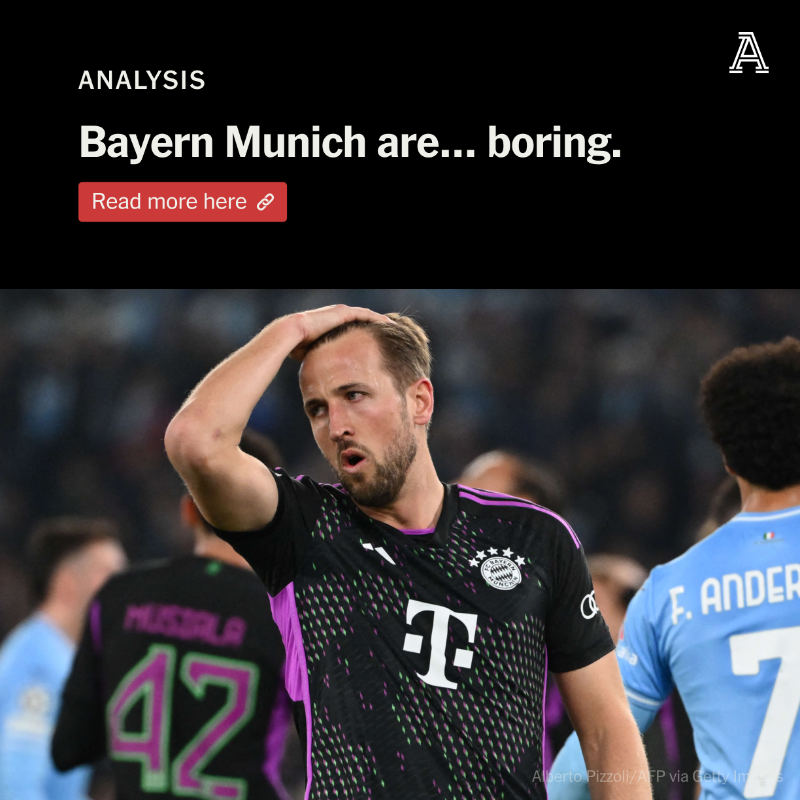 TheAthleticFC's tweet photo. It wasn't that Bayern Munich were bad against Lazio. 

No, it was worse than that - they were boring.

How did Europe's most thrilling club, one renowned for being harder, faster and stronger than their opponents, become so... safe?

📝 John Muller