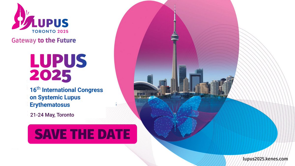 SAVE THE DATE! 🎉 ▶️Join us at #LUPUS2025, the 16th International Congress on Systemic Lupus Erythematosus happening in Toronto on 21-24 May 2025! Explore the latest advancements and shape the future of #Lupus research. 🔗More at lupus2025.kenes.com #SLE #autoimmunedisease