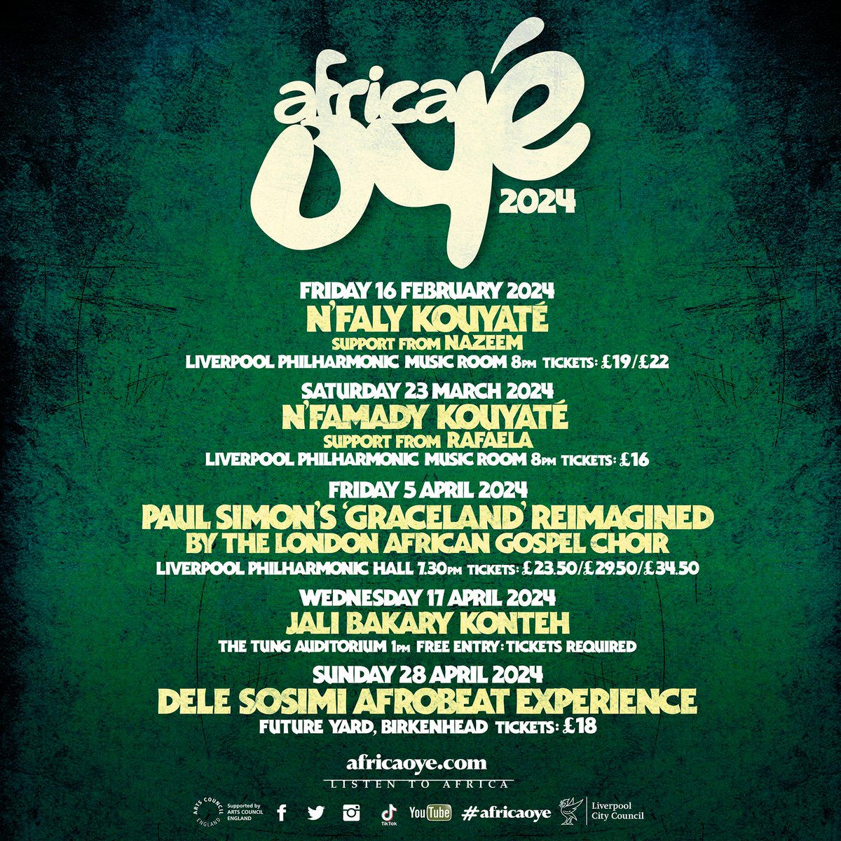 Africa Oyé Festival (@africaoye) on Twitter photo Here at Africa Oyé we're preparing for a busy few months of live shows, joining forces with venues across the Liverpool City Region.
Starting this Friday at <a href="/liverpoolphil/">Royal Liverpool Philharmonic</a> Music Room
Read more here: tinyurl.com/25ws7c4v
#ListentoAfrica Here at Africa Oyé we're preparing for a busy few months of live shows, joining forces with venues across the Liverpool City Region.
Starting this Friday at <a href="/liverpoolphil/">Royal Liverpool Philharmonic</a> Music Room
Read more here: tinyurl.com/25ws7c4v
#ListentoAfrica