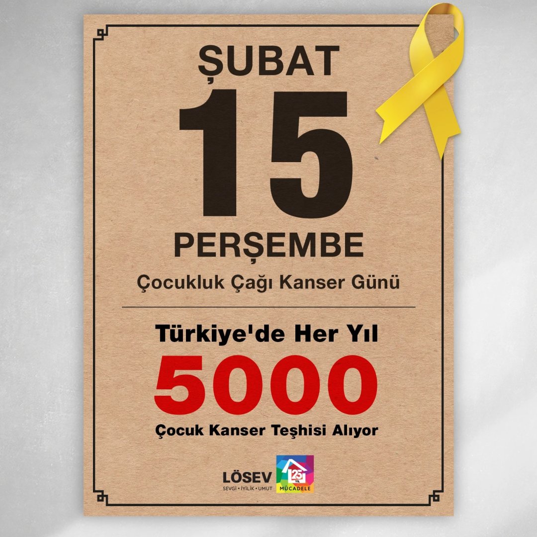 Her yıl dünyada 300 bin, ülkemizde ise yaklaşık olarak tekrarlayan kanserlerle birlikte 5 bin çocuğa çocukluk çağı kanserleri teşhisi konuyor. LÖSEV umutla sürdürdüğü 25 yıllık mücadelesine devam ediyor; çocuklara hayat veriyor🤍 #ÇocuklukÇağıKanserGünü