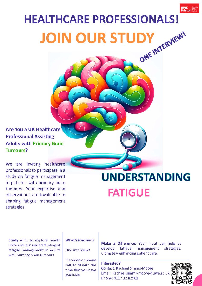 Are You a UK Healthcare Professional assisting adults with Primary Brain Tumours?

Rachael <a href="/SimmsMoore/">Rachael Simms-Moore</a> would value your thoughts about fatigue management. 

Please spare some time to help us develop strategies and interventions.

Contact details 👇for more info.

👉 Please RT.