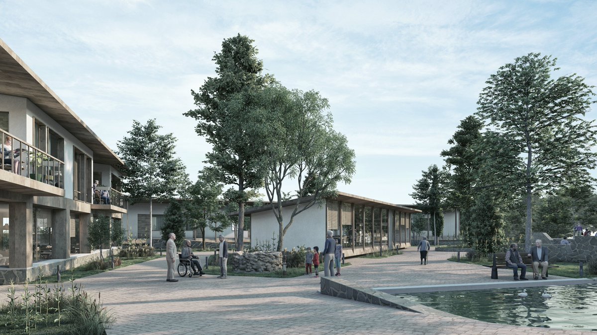 Bu proje hayata geçtiği için mutluyum. 2021 yılında çizip teslim etmiştik. 

Yaşlı bakım ve rehabilitasyon merkezlerine yeni bir alternatif oluşturacak bir şema geliştirmiştik. 17. yy güney İspanya ortak avlulu yapılarından yola çıkarak, odalarda minimum vakit, ortak alanlarda