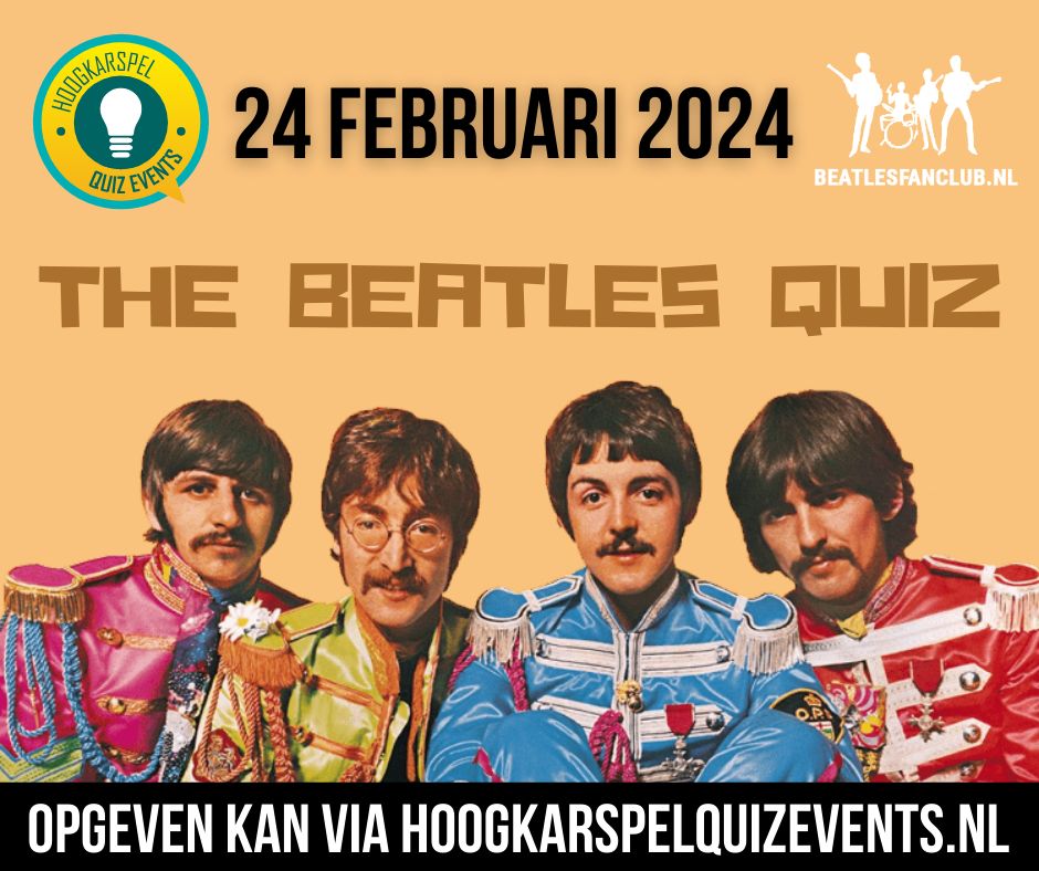 Online Beatles Quiz voor de muziek liefhebbers. Zat 24 feb. Beatles Fanclub Nederland heeft weer een fantastische quiz gemaakt. Opgeven via hoogkarspelquizevents.nl/online-beatles…
#Beatles #quiz @TimOphetBroek <a href="/BeatlesTalk1/">BeatlesTalk</a> @Bertolf @NOMDENOfficial <a href="/theanalogues/">The Analogues</a> <a href="/BeatlesTalk1/">BeatlesTalk</a>