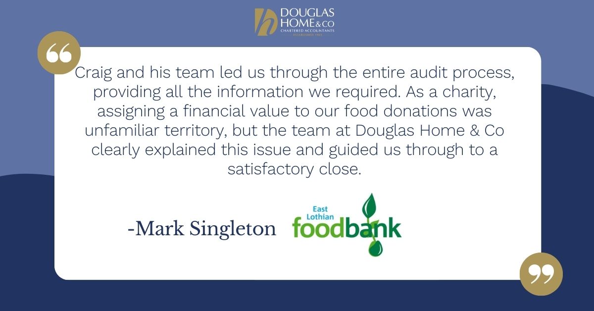 douglashomeco's tweet photo. 🌟 Case Study: East Lothian Foodbank 🌟

Mark Singleton, Finance Manager at East Lothian Foodbank, recently approached us for an audit. With the guidance of our audit team, we helped them to navigate the process seamlessly.

🔗Find out more, https://t.co/vowfh2suGV https://t.co/joPeH5FkV9