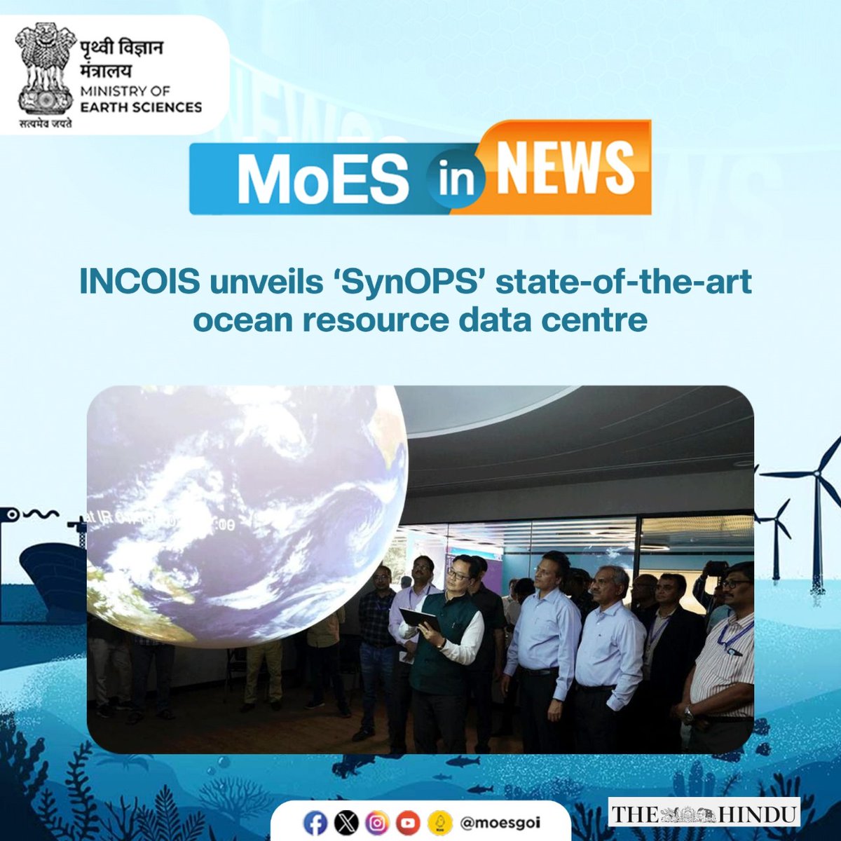 Hon'ble Union Minister of Earth Sciences, Shri @KirenRijiju ji, inaugurated 'SynOPS' and unveiled a mural themed 'Life and Ocean'. 

👉The ceremony witnessed the presence of Secretary #MoES Dr. M Ravichandran and Director #INCOIS  @tummalasrini