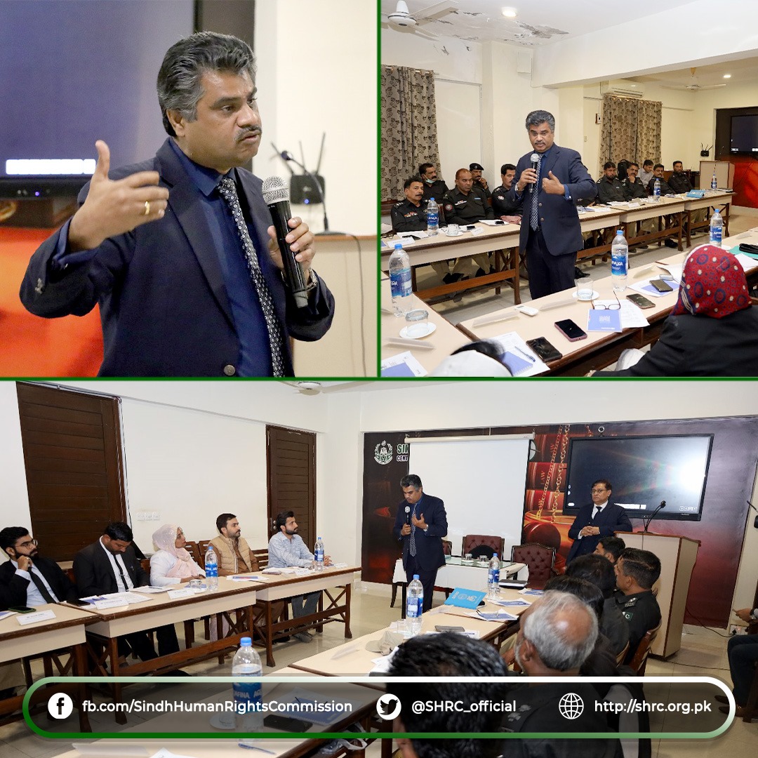 SHRC_official's tweet photo. Iqbal Ahmed Detho @iqbal_detho Chairperson of the Sindh Human Rights Commission @SHRC_official delivered a lecture on the Anti-rape Act to the Medico-legal officers during the Training Session on Investigation, Medico-Legal Examination, and Forensic Evidence in GBV Cases at the Sindh Judicial Academy, organized by the United Nations Office on Drugs and Crime UNODC Pakistan @UNODCPakistan. This training aims to empower professionals in combating gender-based violence. #UNODCPakistan #EndGBV #HumanRights #JusticeForAll