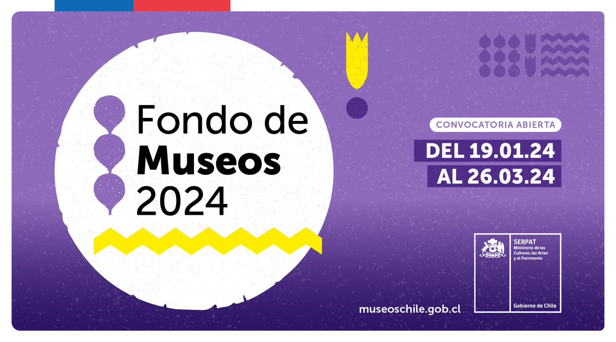 MusYerbasBuenas's tweet photo. 🎉Postulaciones abiertas al Fondo para el Mejoramiento Integral de Museos 2024:

Más información en: https://t.co/z4rNMQr2tp https://t.co/aPAE6kS69O