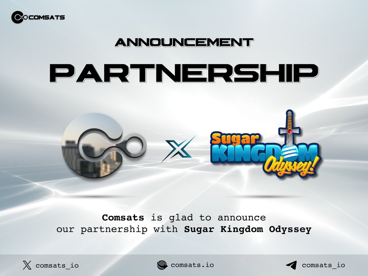 🎉 We're ecstatic to share that #Comsats has joined forces with <a href="/SugarKingdomNFT/">Sugar Kingdom Odyssey</a> for a collaborative venture in co-marketing and community engagement!

🤝 Our anticipation grows as we look forward to exploring potential collaborations in integrating products, setting the stage