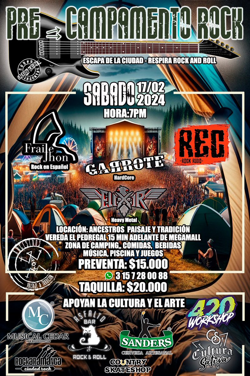 <a href="/ELIXIRheavy/">ELIXIR R&M</a> <a href="/Bucaramanga/">Bucaramanga</a> <a href="/LaU107radio/">La U 107.7</a> <a href="/ferchodelahoz/">Dr. Fernando De la Hoz</a> <a href="/criselixir/">cristian gonzalez</a> #PreCampamentoRock🎸 allá estaremos, listos para tomar Indrive en el Megamall y Rockear en <a href="/Bucaramanga/">Bucaramanga</a> #BucaraRock