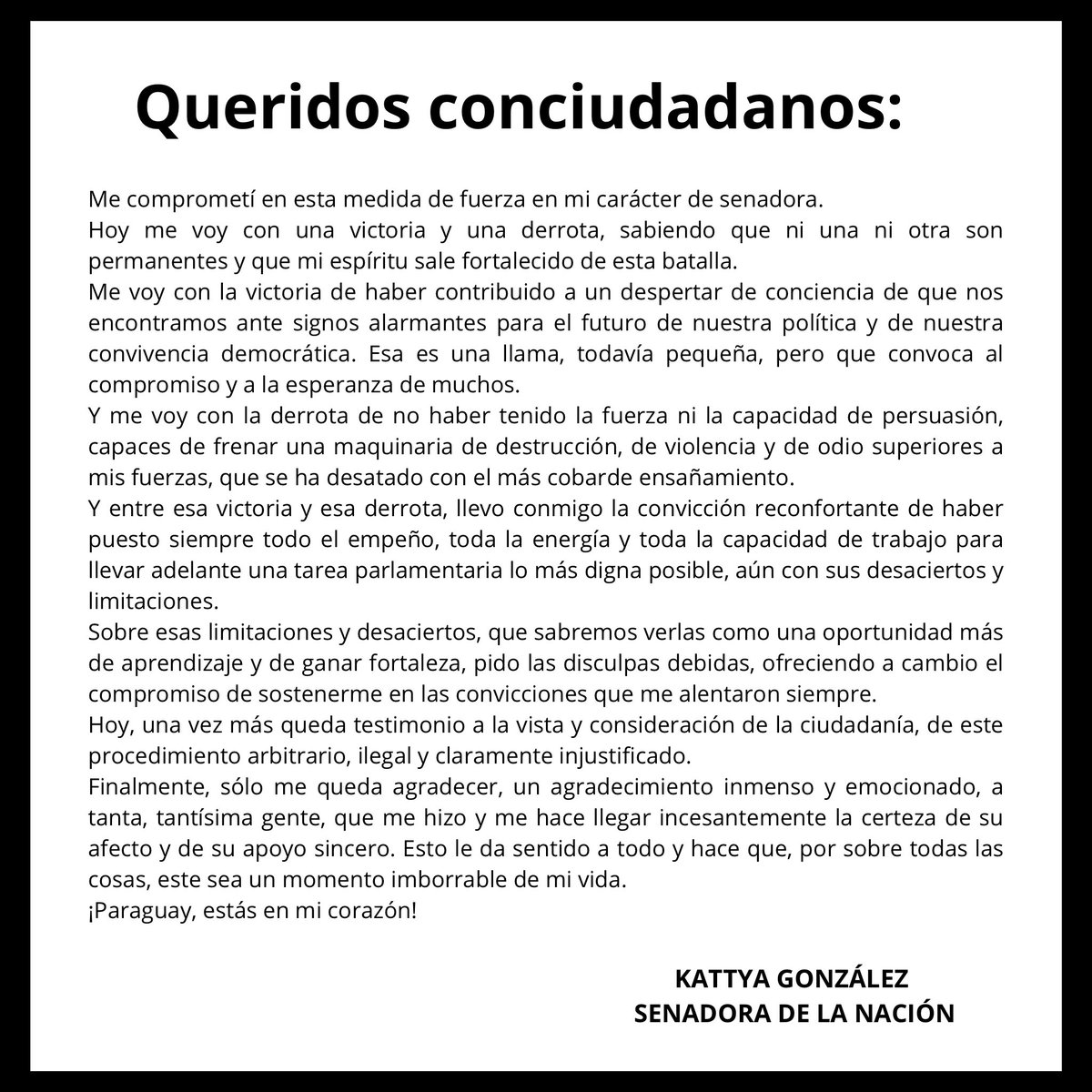 Comunicado a mi Paraguay.