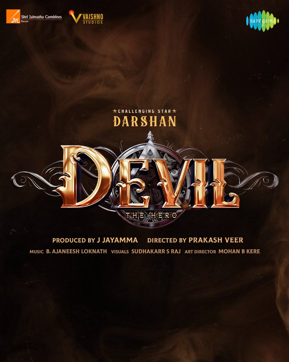 saregamasouth's tweet photo. Countdown Alert!! ⏳🤩

Get Ready for the Unveiling of 'D' in Just 6️⃣ Hours 🔥

Witness @dasadarshan's #Devil First Look Teaser in  https://t.co/onaMteEH6Q! 💥 

A @AJANEESHB Musical 🎶

@Vaishnostudios_ #PrakashVeer #Jayamma #BossOfSandalwood #DBoss #DevilTheHero #FirstLookTeaser