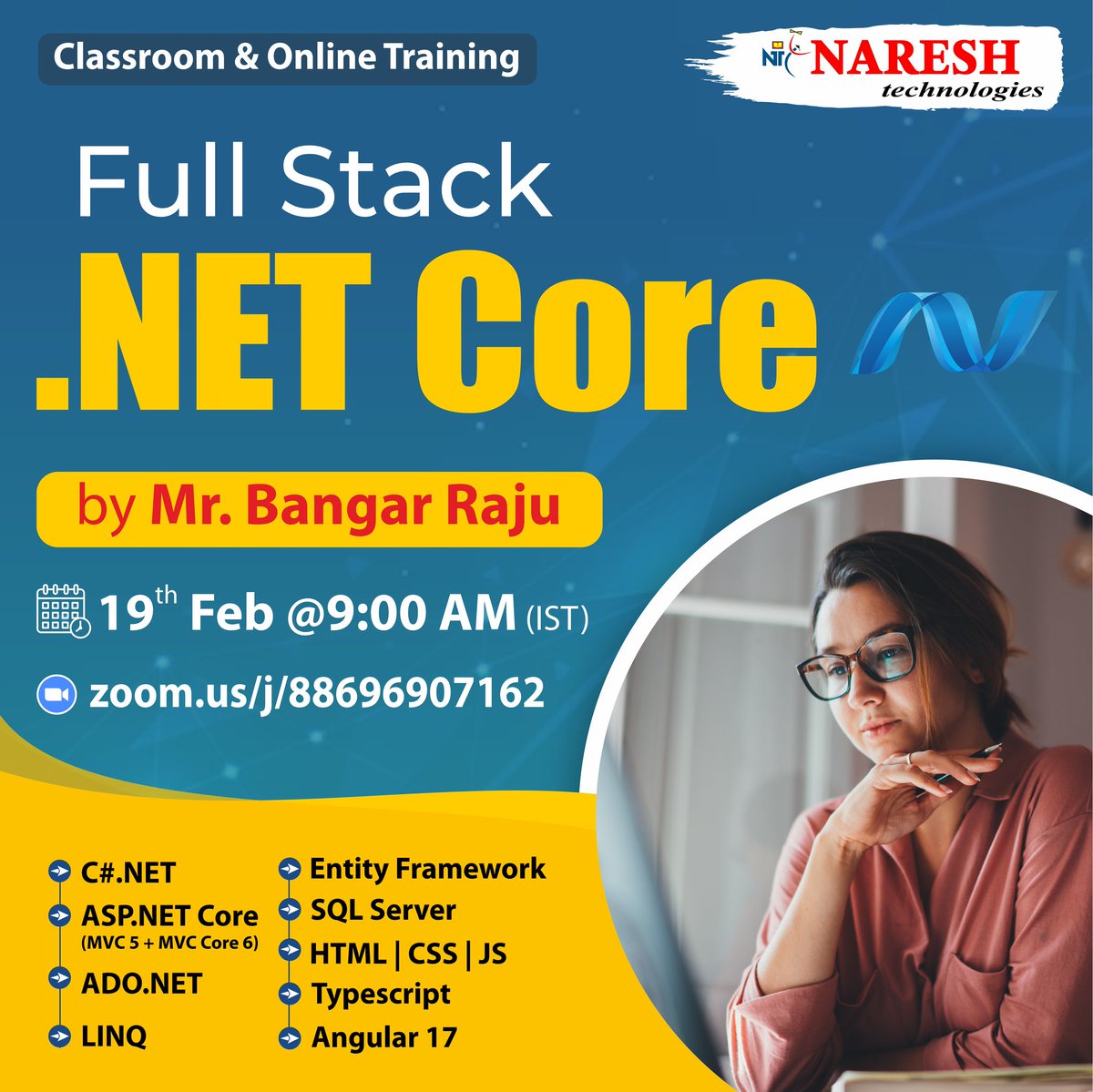 NItTejaswini's tweet image. 🛑Free Demo🛑
✍️Enroll Now: bit.ly/49eoDAh
👉Attend Free Demo On Full Stack .Net Core by Mr.Bangar Raju.
📅Demo On: 19th February @ 9:00 AM (IST)

#fullstack #dotnetcore #Csharpedotnet #dotnet #webservices #learning #Course #onlinetraining #education #software #nareshit
