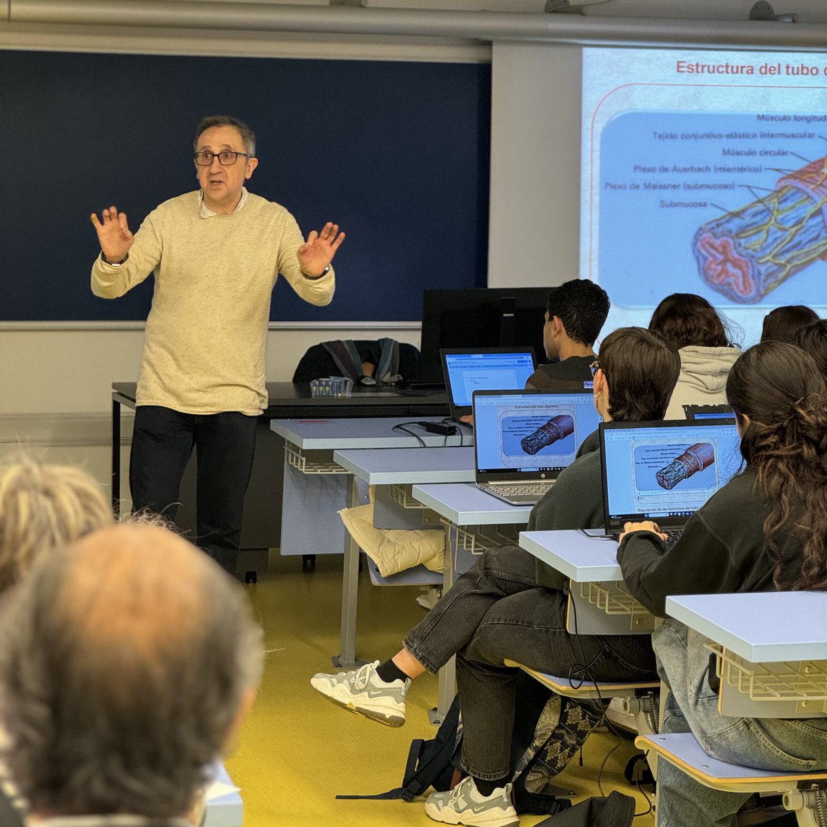 UPFbiomed's tweet image. ☀️Avui al matí a la classe oberta de la Facultat al Barri, en Paco Muñoz ha parlat sobre el sistema digestiu i la nutrició 🥦🍎

🤗Gràcies, Paco per compartir coneixements interessants i 🤗gràcies a totes i tots que ens han acompanyat.