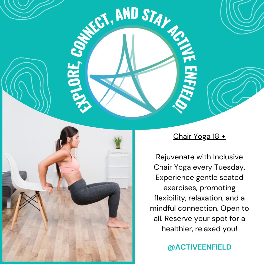 ActiveEnfield's tweet image. 🌟 Dive into tranquility with Chair Yoga every Tuesday, 10:30-11:30 am at Bush Hill Park URC.  Enhance flexibility, posture, and release tension. Join our inclusive well-being community! 🌈💆‍♂️

activeenfield.uk/whats-on/chair…

#ChairYoga #Mindfulness #FlexibilityForAll #YogaClass #Enfield